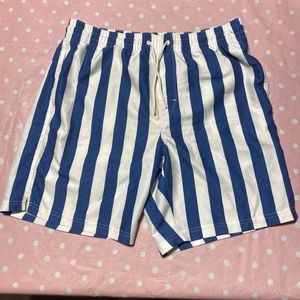Old Navy Blue and White Striped Swim Shorts